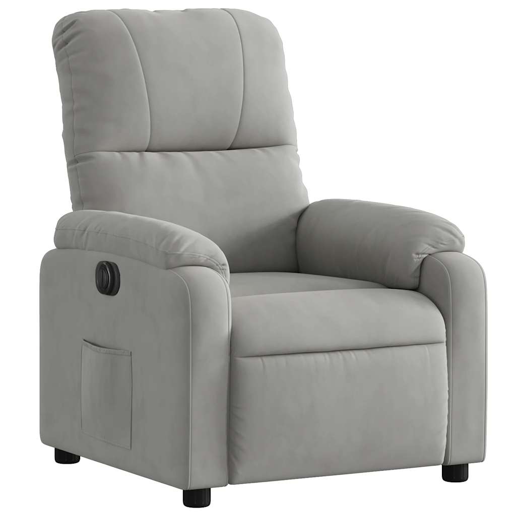 Fauteuil inclinable électrique gris clair tissu microfibre - XIOS