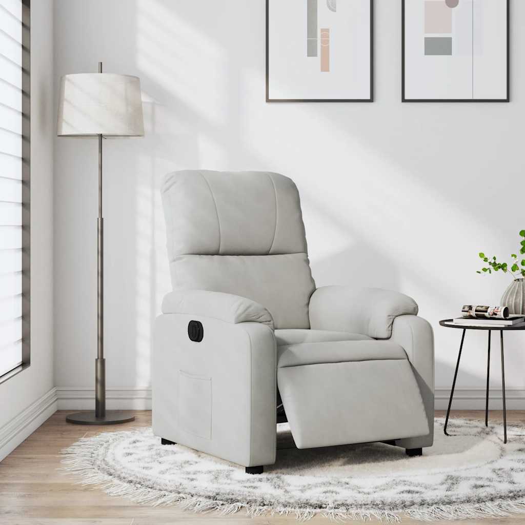 Fauteuil inclinable électrique gris clair tissu microfibre