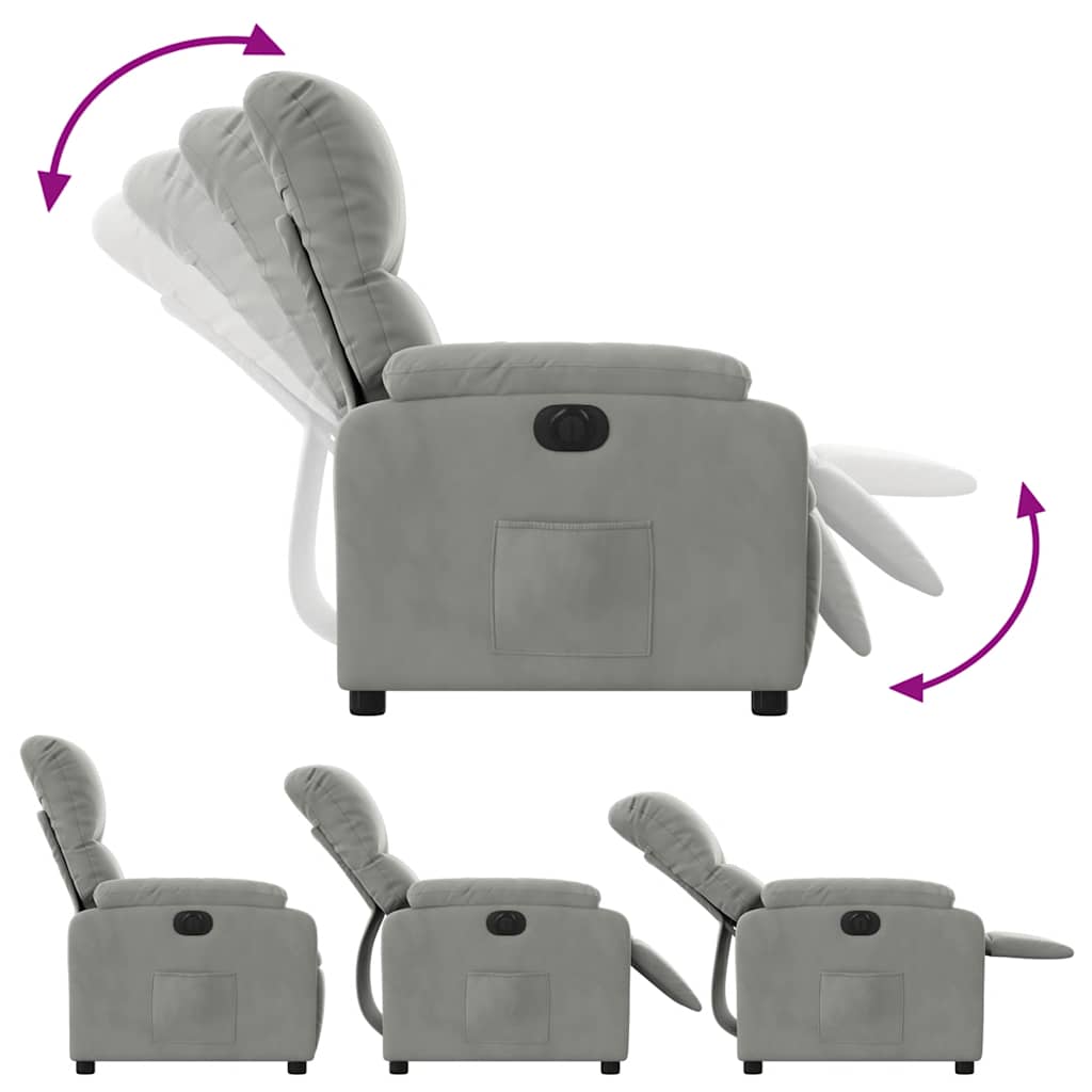 Fauteuil inclinable électrique gris clair tissu microfibre - XIOS
