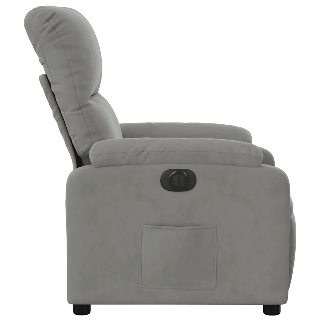 Fauteuil inclinable électrique gris clair tissu microfibre - XIOS