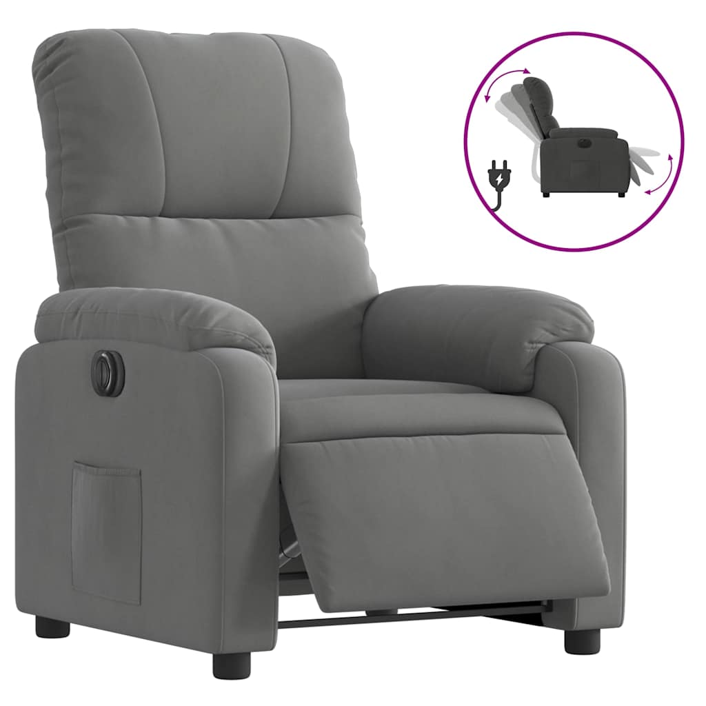 Fauteuil inclinable électrique gris foncé tissu microfibre