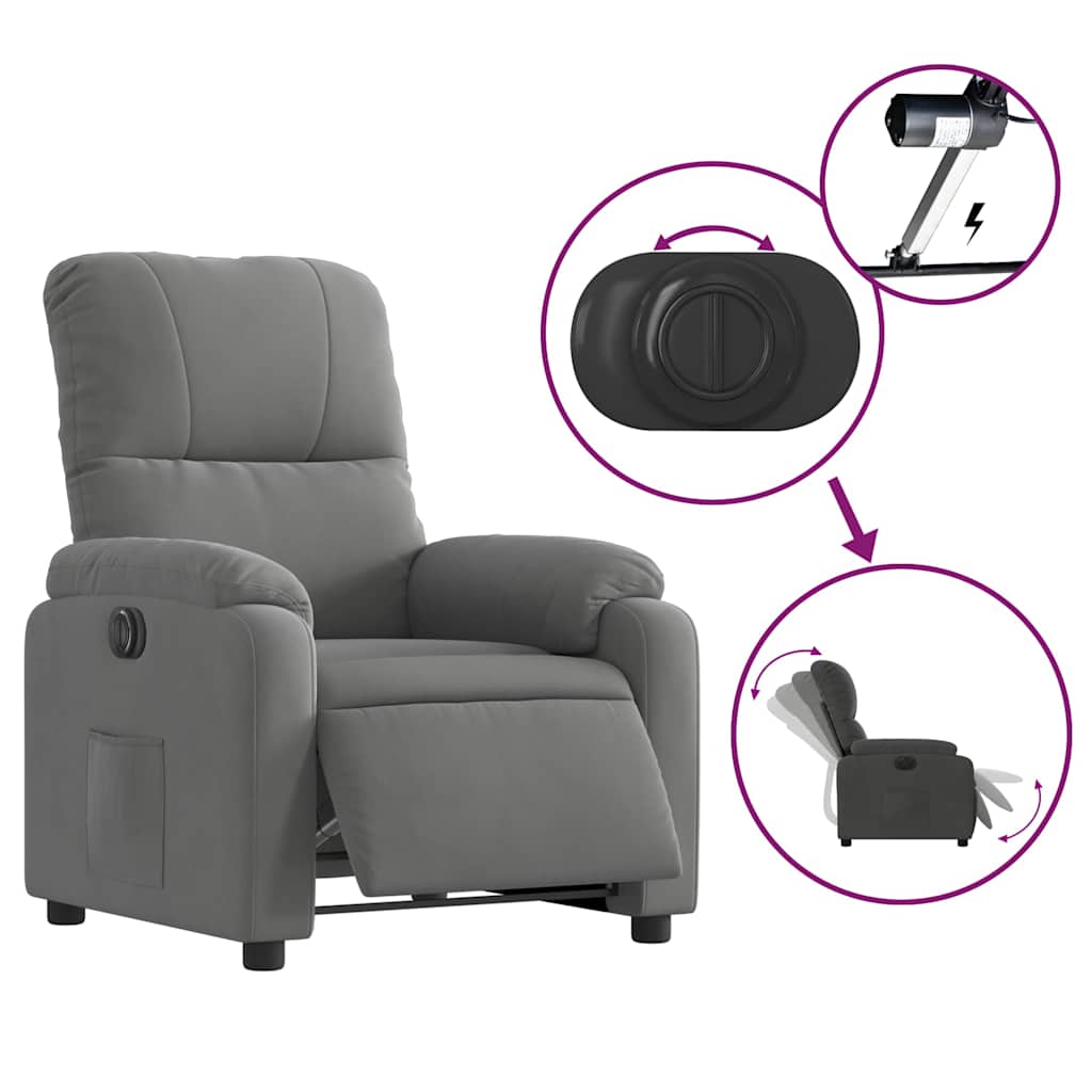 Fauteuil inclinable électrique gris foncé tissu microfibre - XIOS