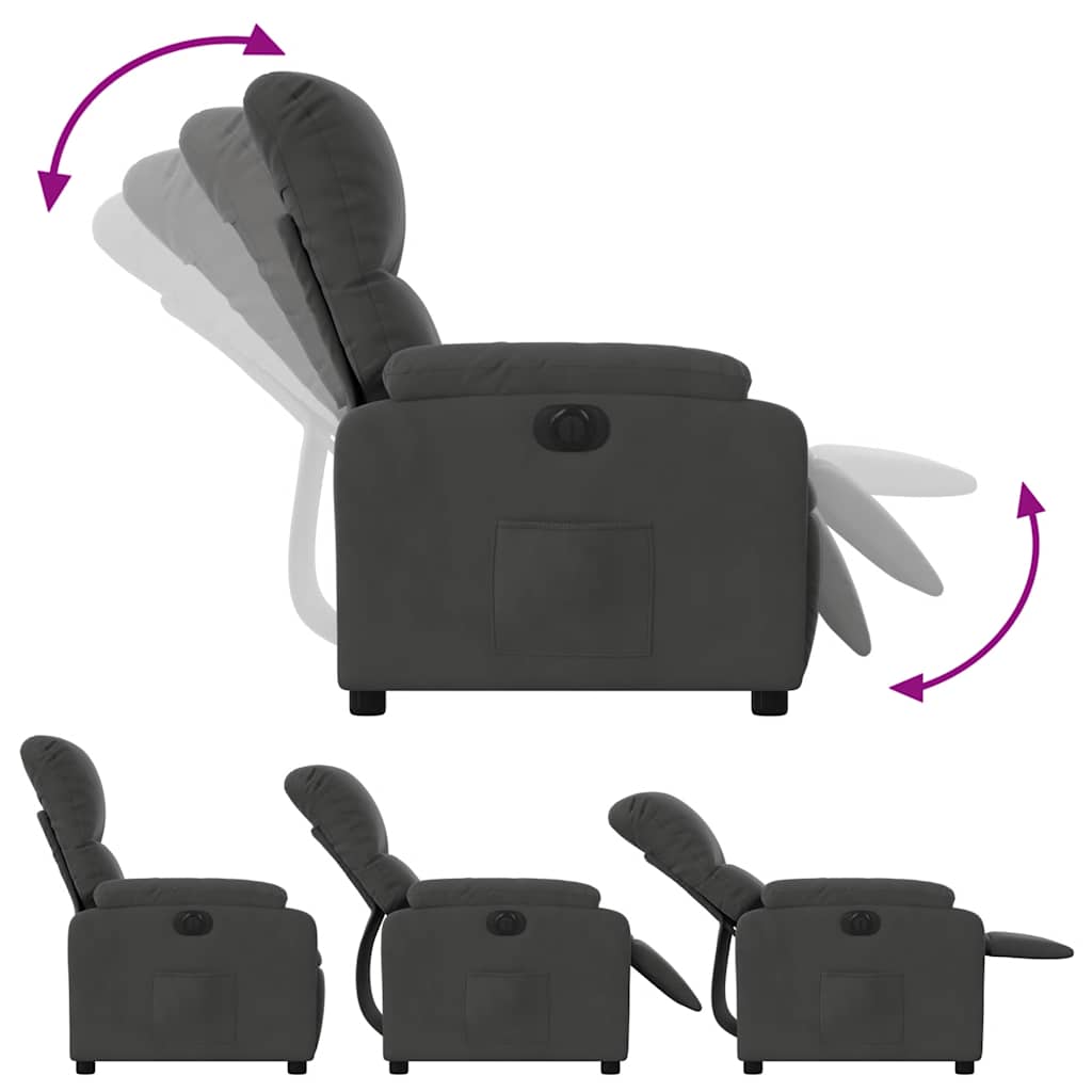 Fauteuil inclinable électrique gris foncé tissu microfibre
