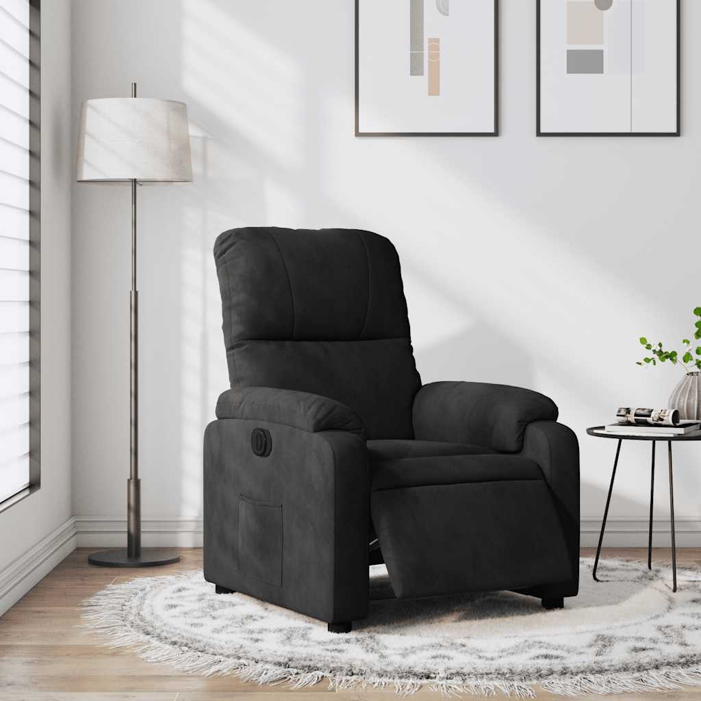 Fauteuil inclinable électrique noir tissu microfibre
