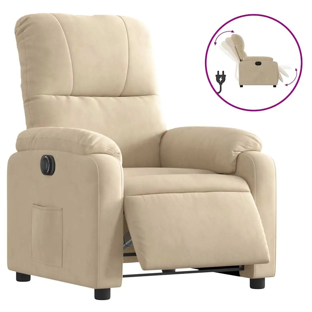 Fauteuil inclinable électrique crème tissu microfibre - XIOS