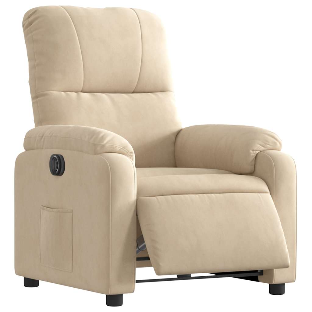 Fauteuil inclinable électrique crème tissu microfibre - XIOS