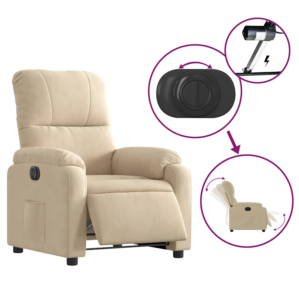 Fauteuil inclinable électrique crème tissu microfibre - XIOS