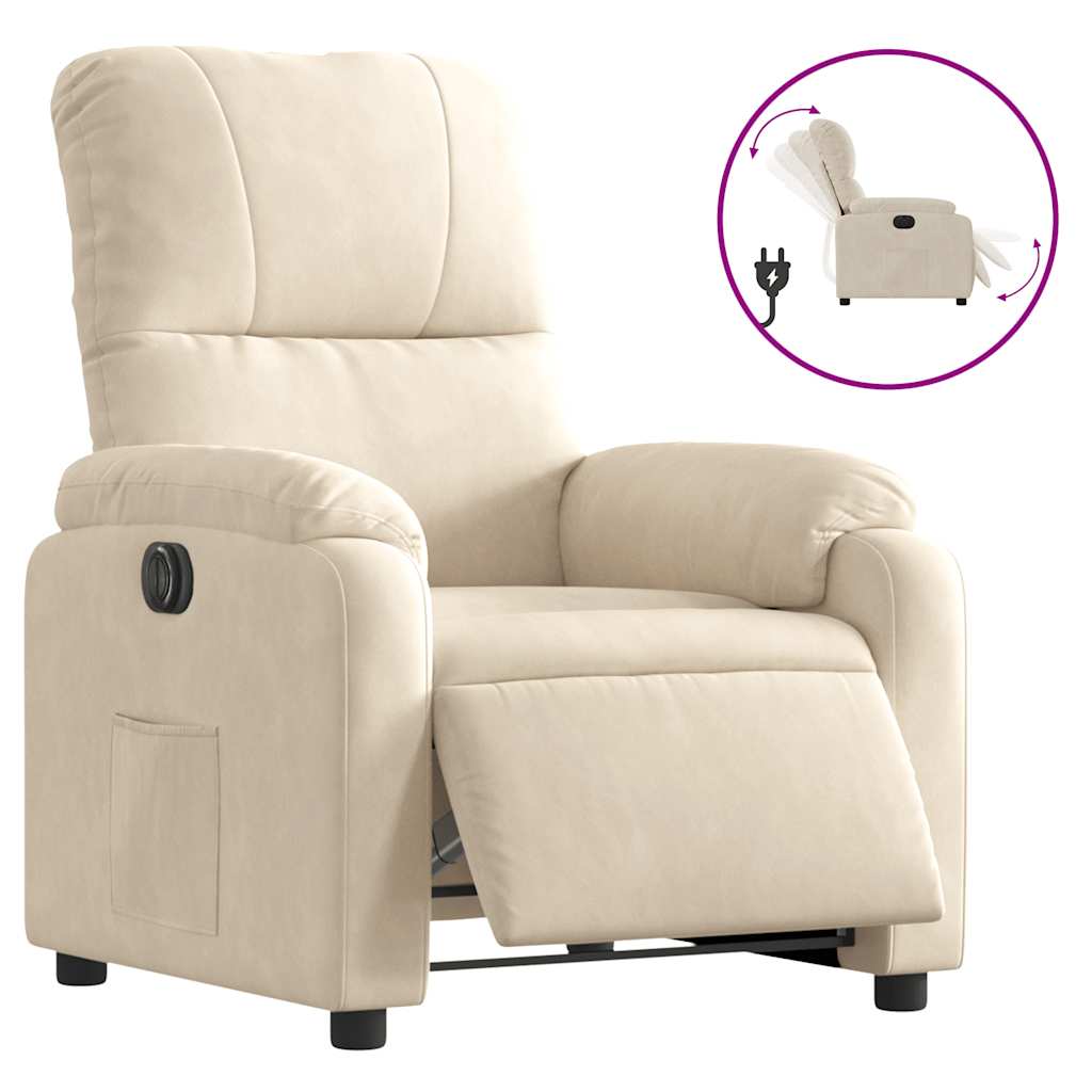 Fauteuil inclinable électrique beige tissu microfibre - XIOS