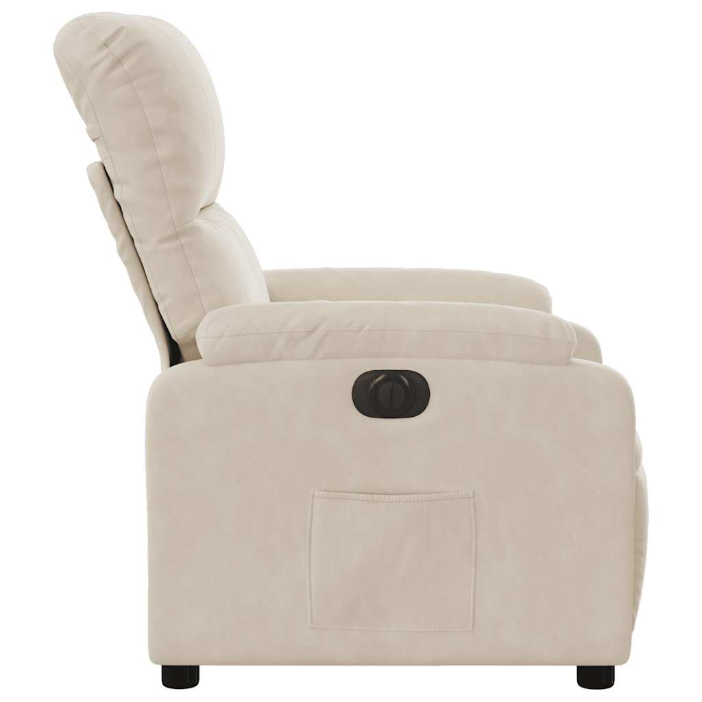 Fauteuil inclinable électrique beige tissu microfibre