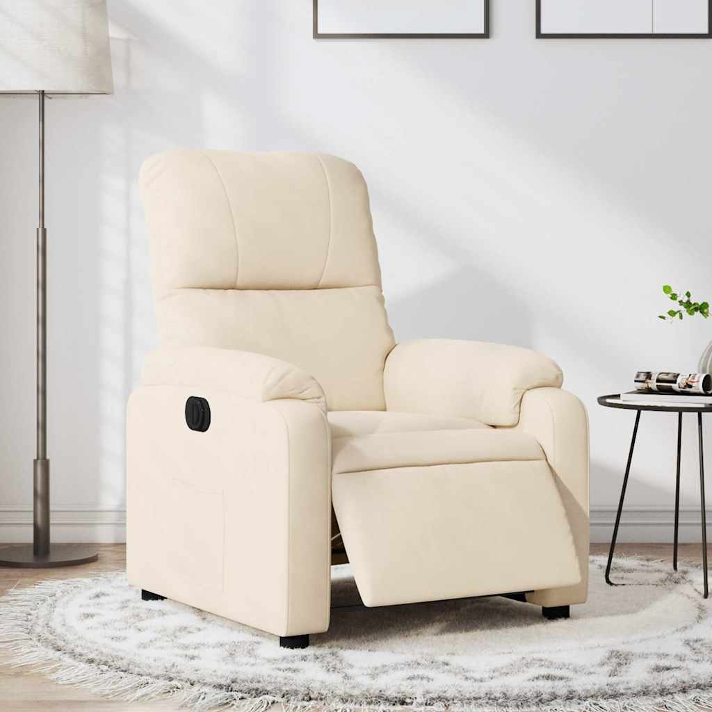 Fauteuil inclinable électrique beige tissu microfibre - XIOS