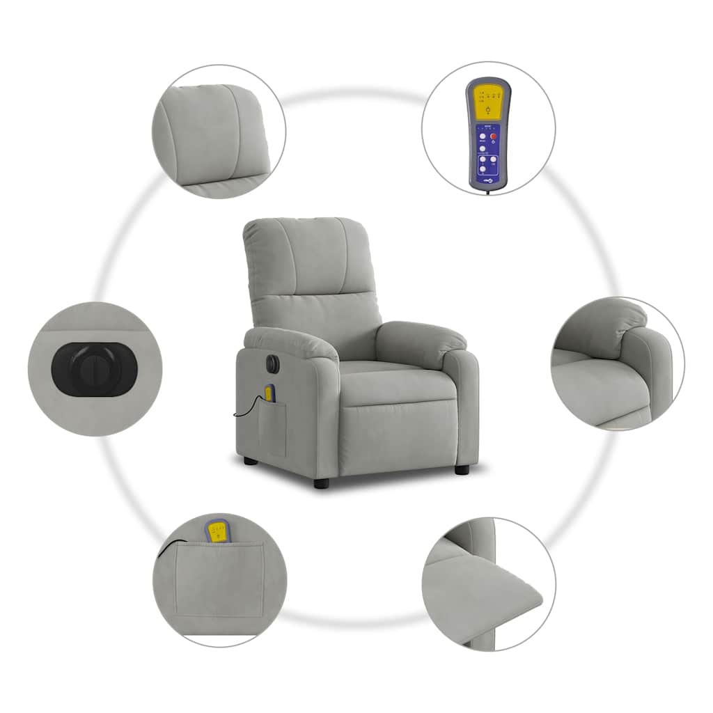 Fauteuil inclinable de massage électrique gris clair - XIOS