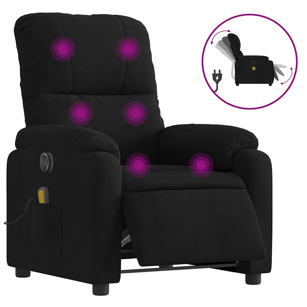 Fauteuil inclinable de massage électrique noir tissu microfibre - XIOS