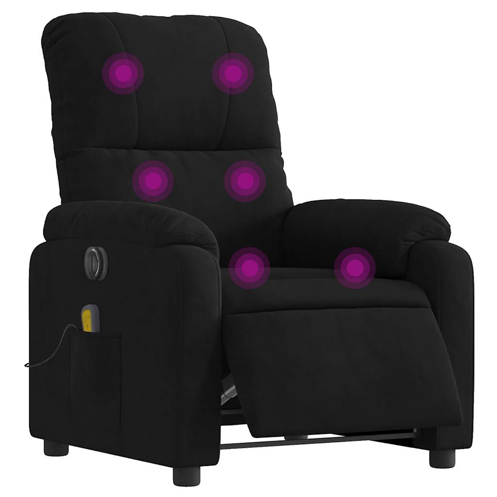 Fauteuil inclinable de massage électrique noir tissu microfibre - XIOS