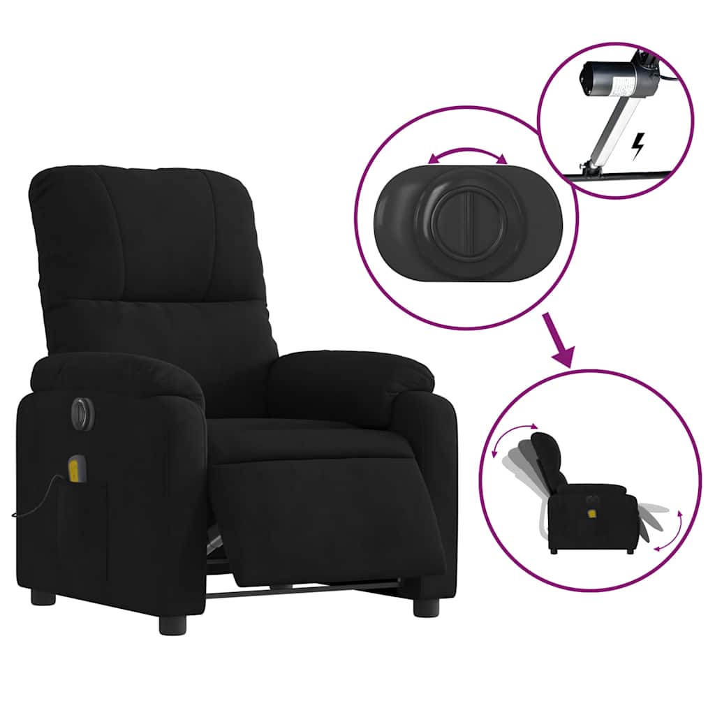 Fauteuil inclinable de massage électrique noir tissu microfibre - XIOS