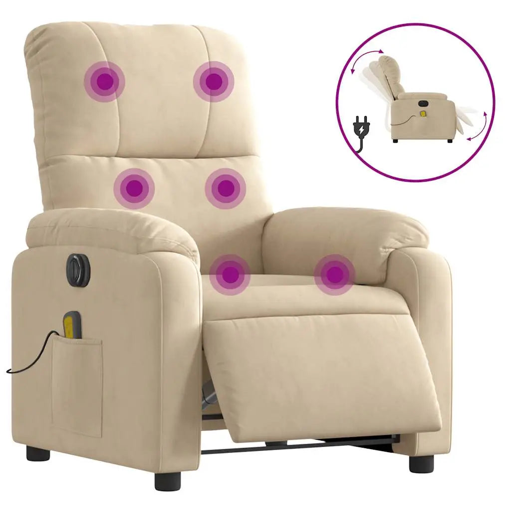 Fauteuil inclinable de massage électrique crème - XIOS