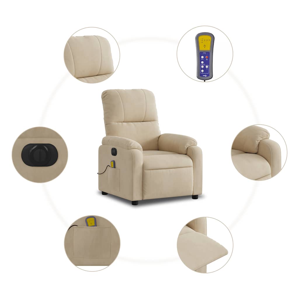 Fauteuil inclinable de massage électrique crème - XIOS