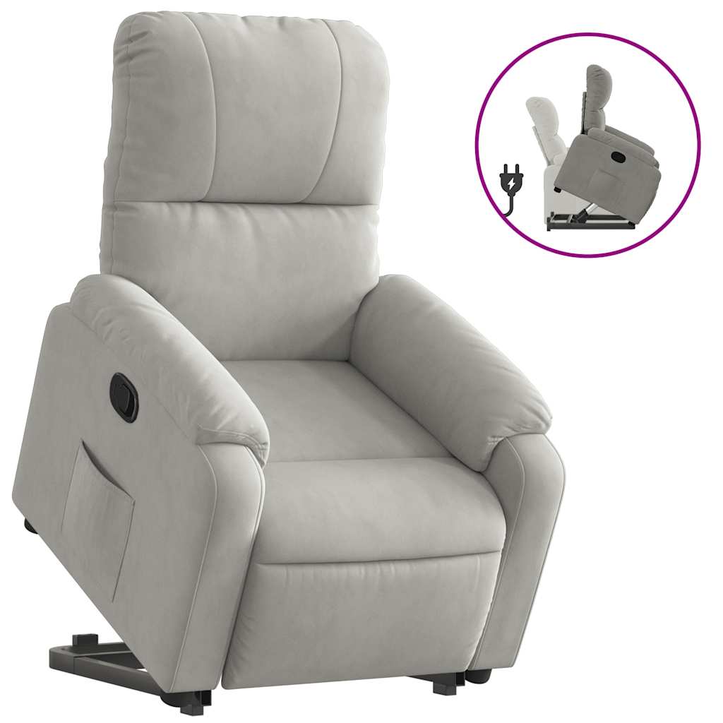 Fauteuil inclinable gris clair tissu microfibre - XIOS