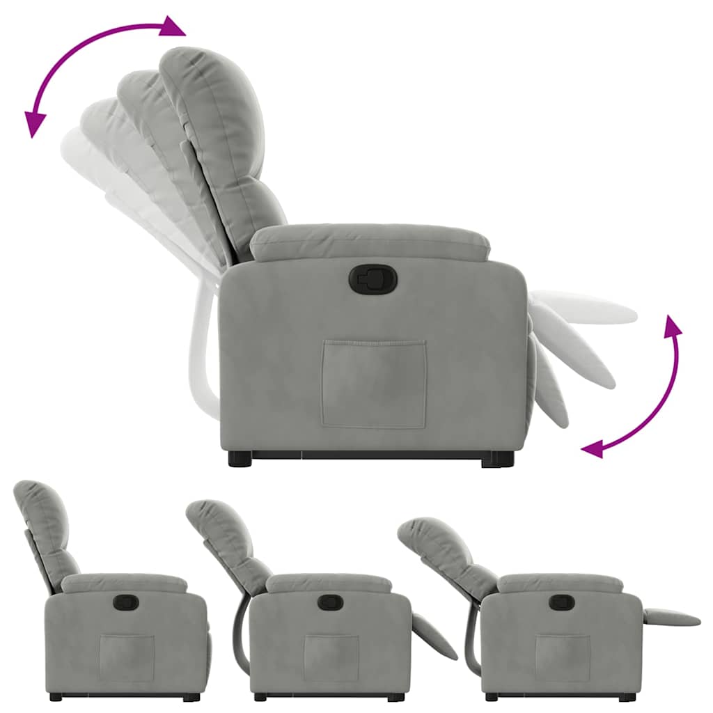 Fauteuil inclinable gris clair tissu microfibre