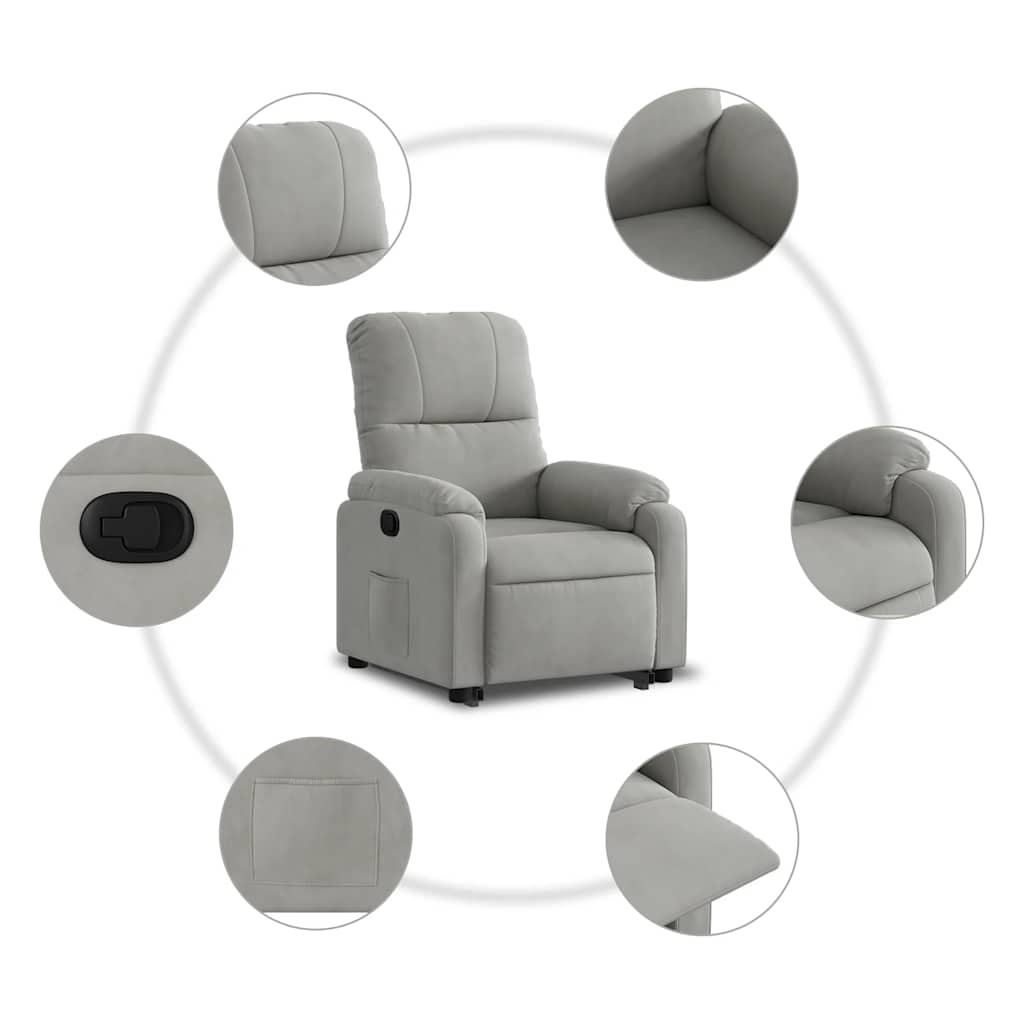 Fauteuil inclinable gris clair tissu microfibre