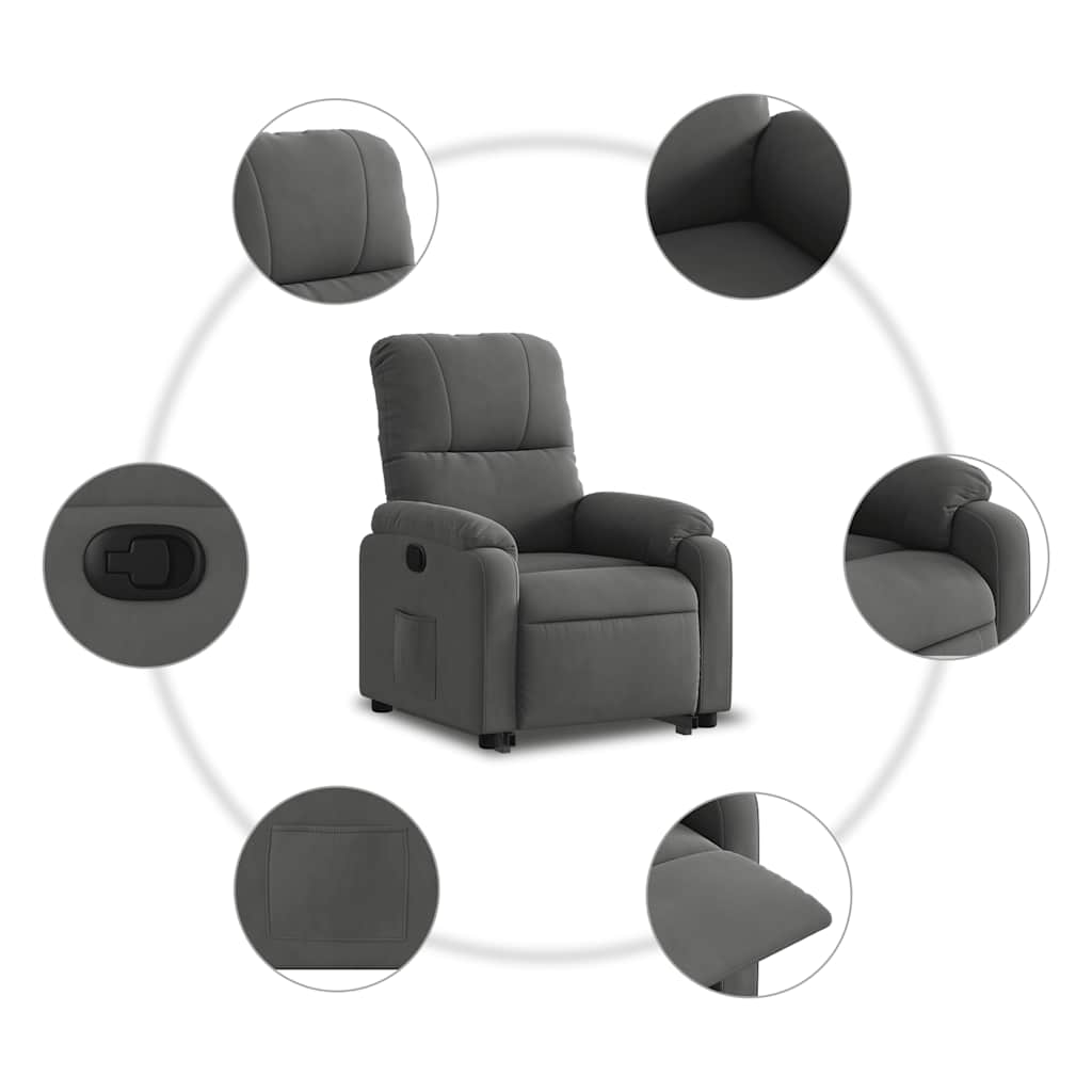 Fauteuil inclinable gris foncé tissu microfibre - XIOS