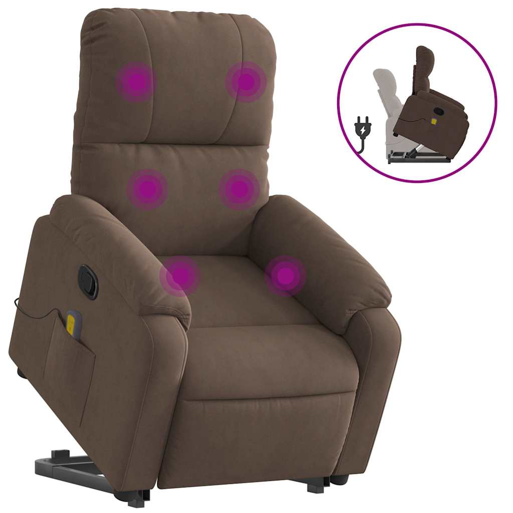 Fauteuil inclinable de massage marron tissu microfibre - XIOS