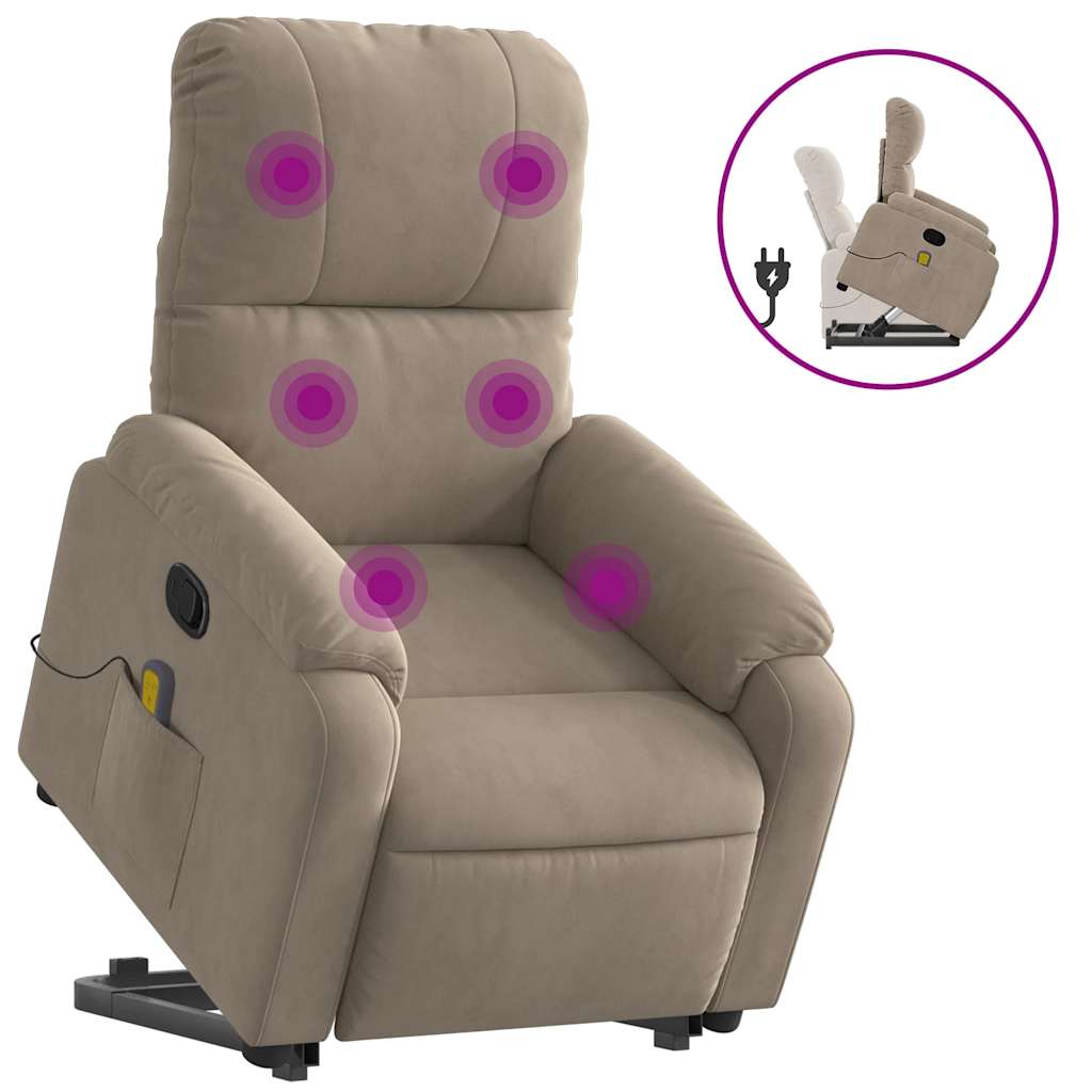 Fauteuil inclinable de massage taupe tissu microfibre - XIOS