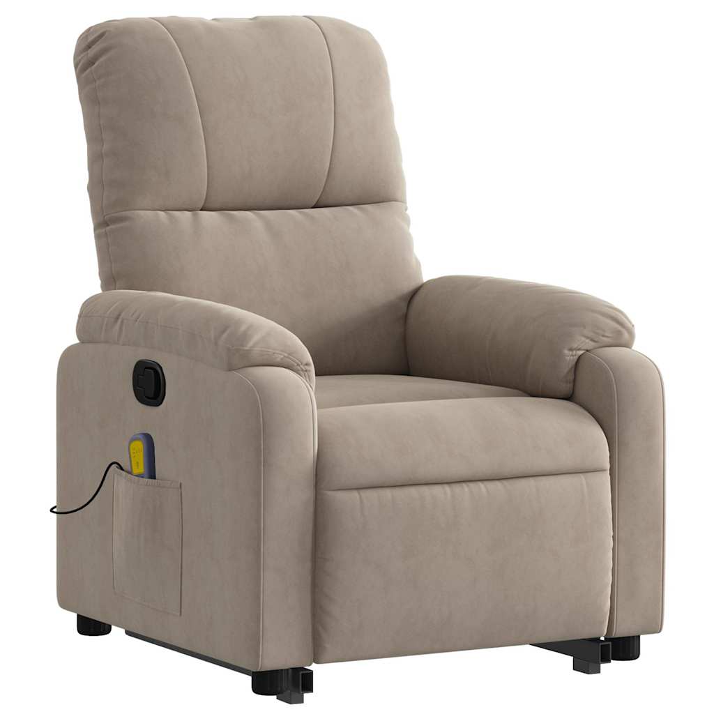 Fauteuil inclinable de massage taupe tissu microfibre - XIOS