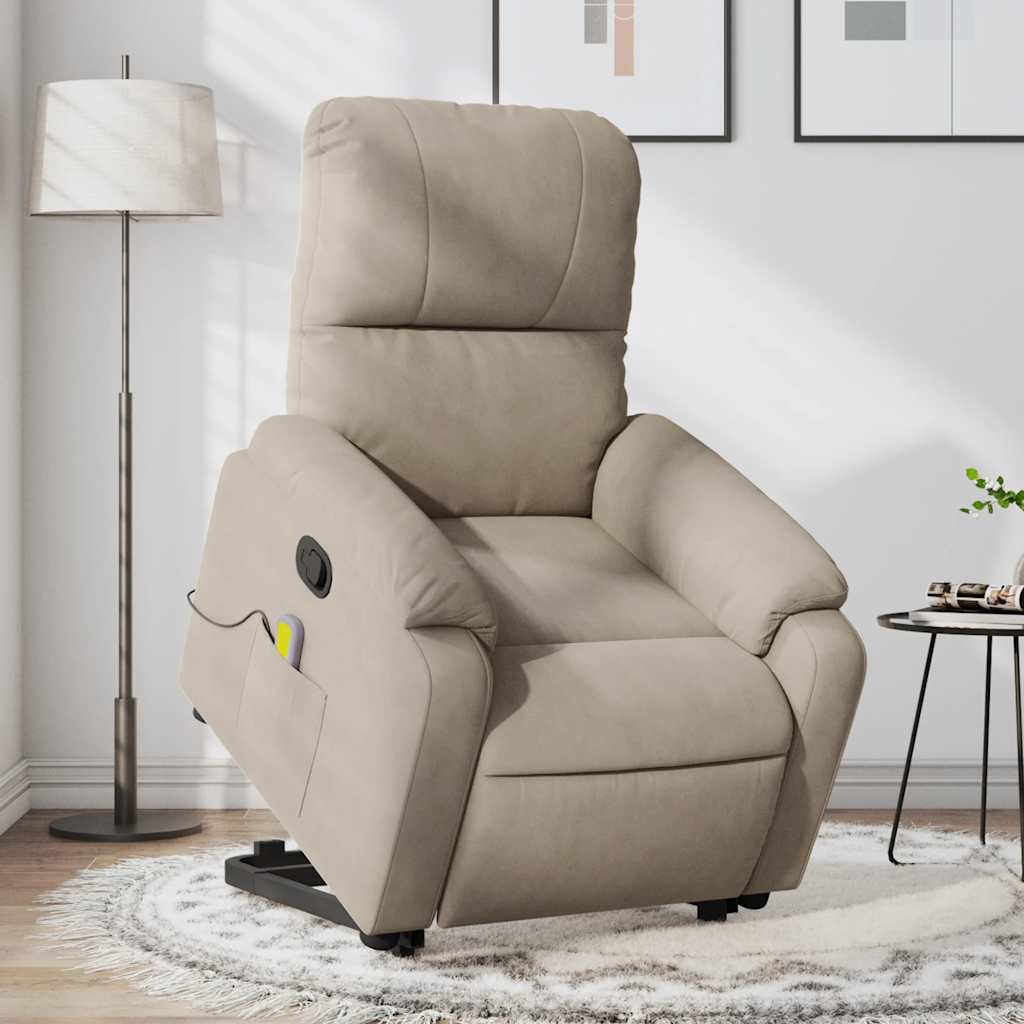 Fauteuil inclinable de massage taupe tissu microfibre - XIOS
