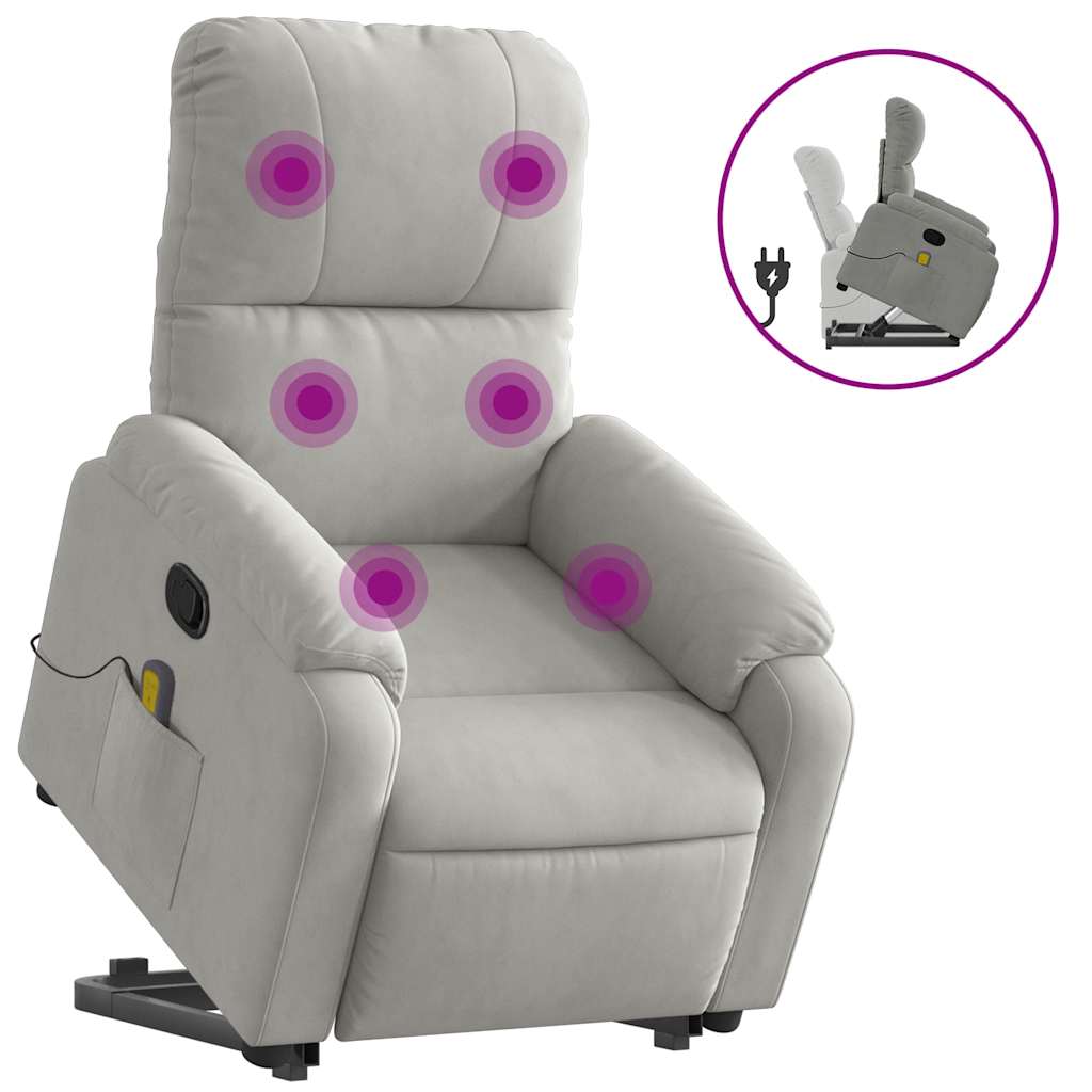 Fauteuil inclinable de massage gris clair tissu microfibre - XIOS