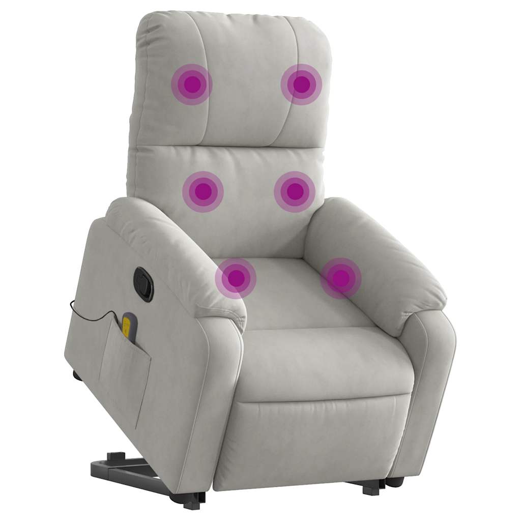Fauteuil inclinable de massage gris clair tissu microfibre - XIOS