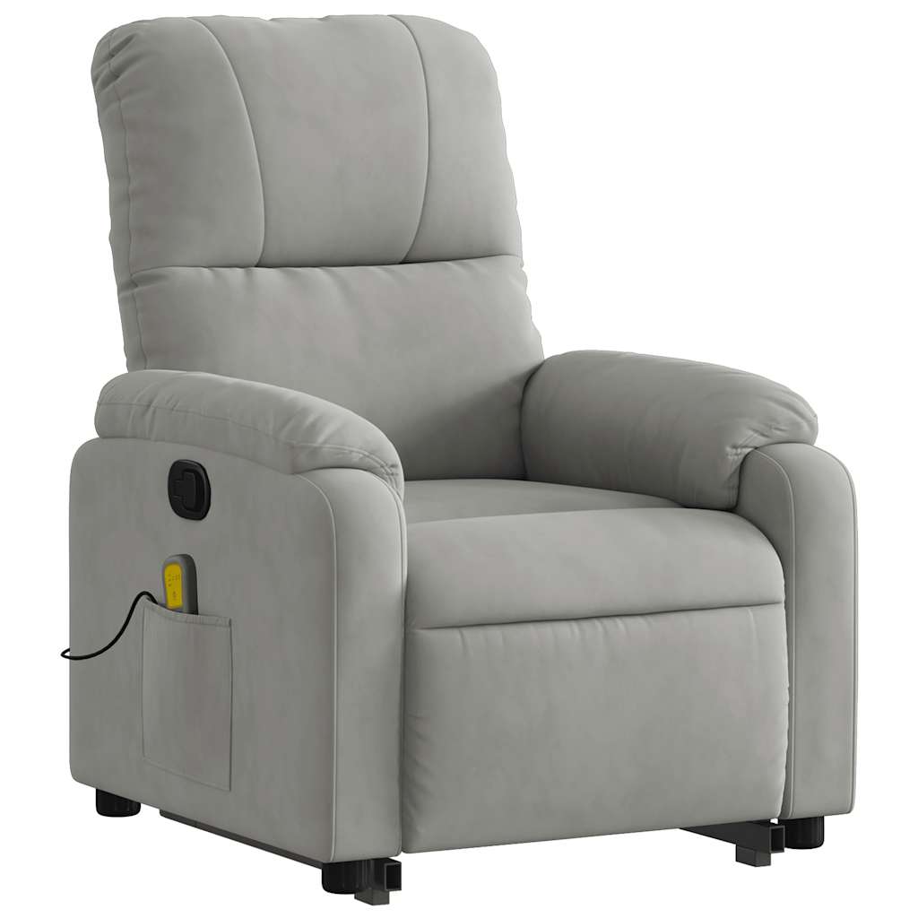 Fauteuil inclinable de massage gris clair tissu microfibre - XIOS