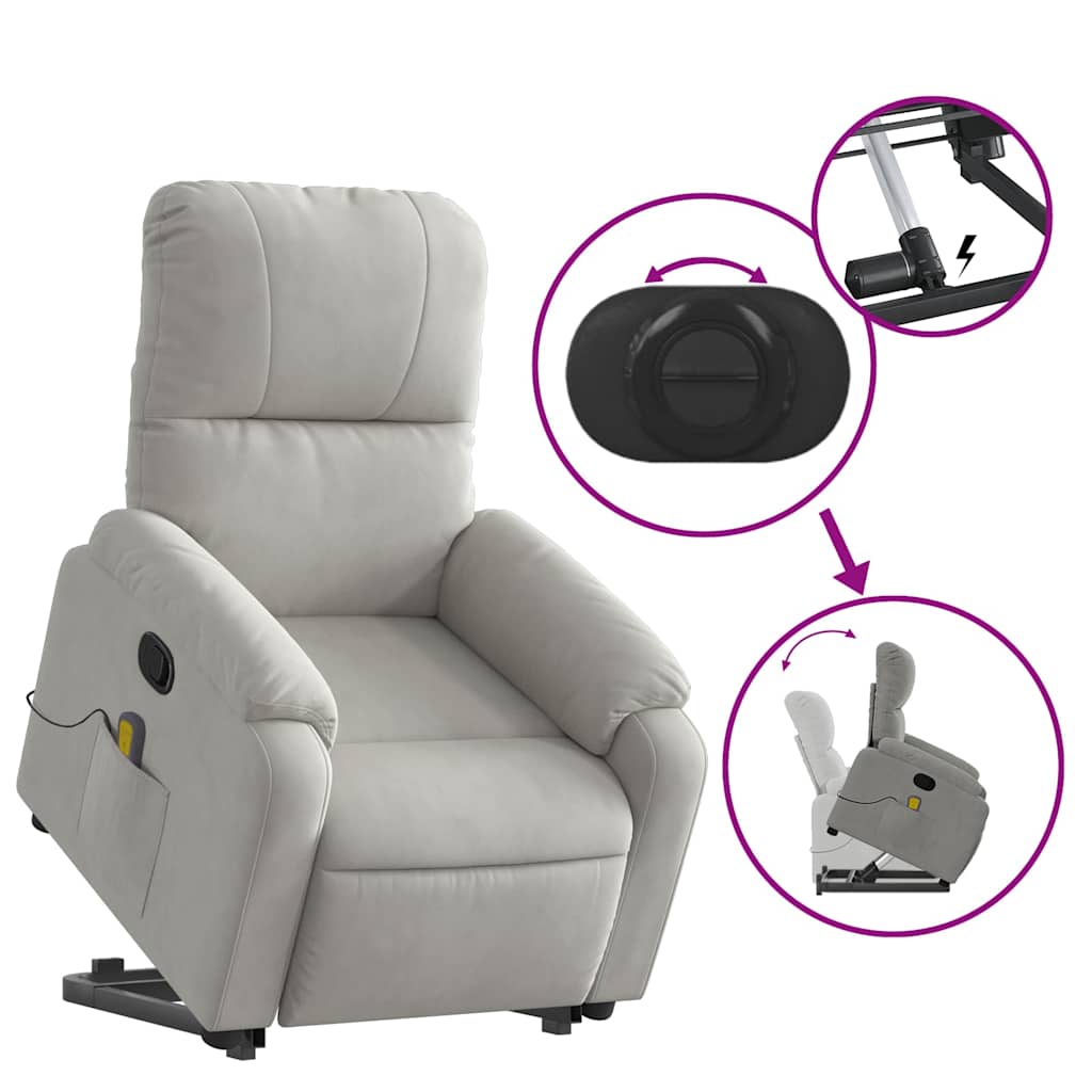 Fauteuil inclinable de massage gris clair tissu microfibre - XIOS