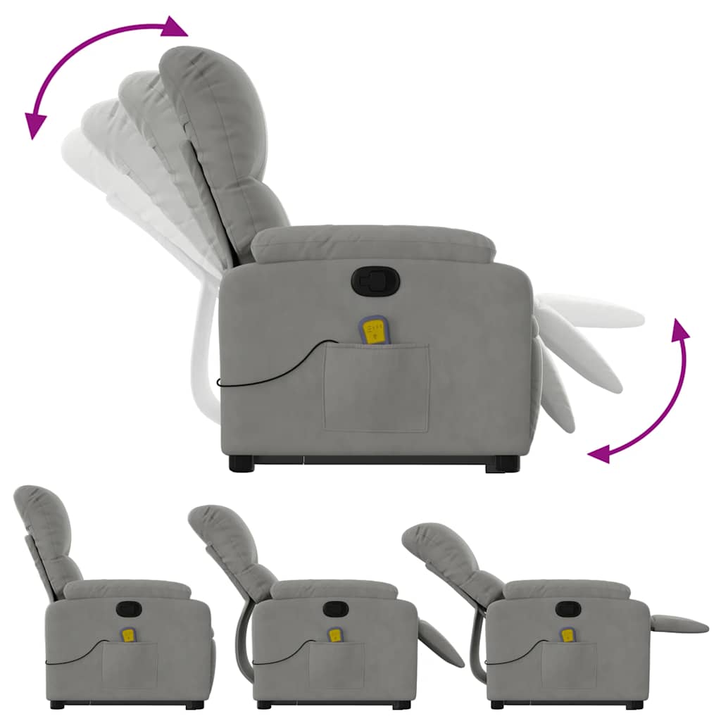 Fauteuil inclinable de massage gris clair tissu microfibre - XIOS