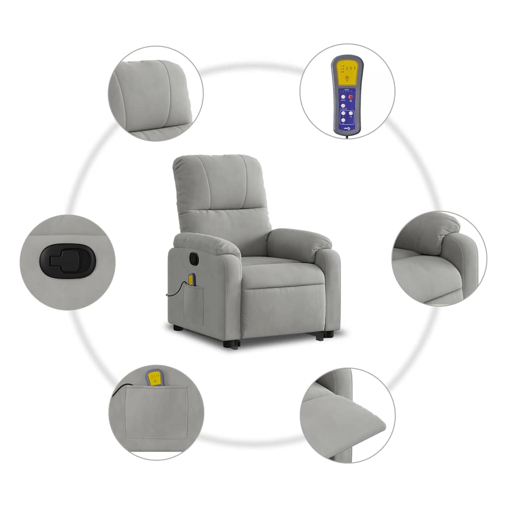 Fauteuil inclinable de massage gris clair tissu microfibre - XIOS