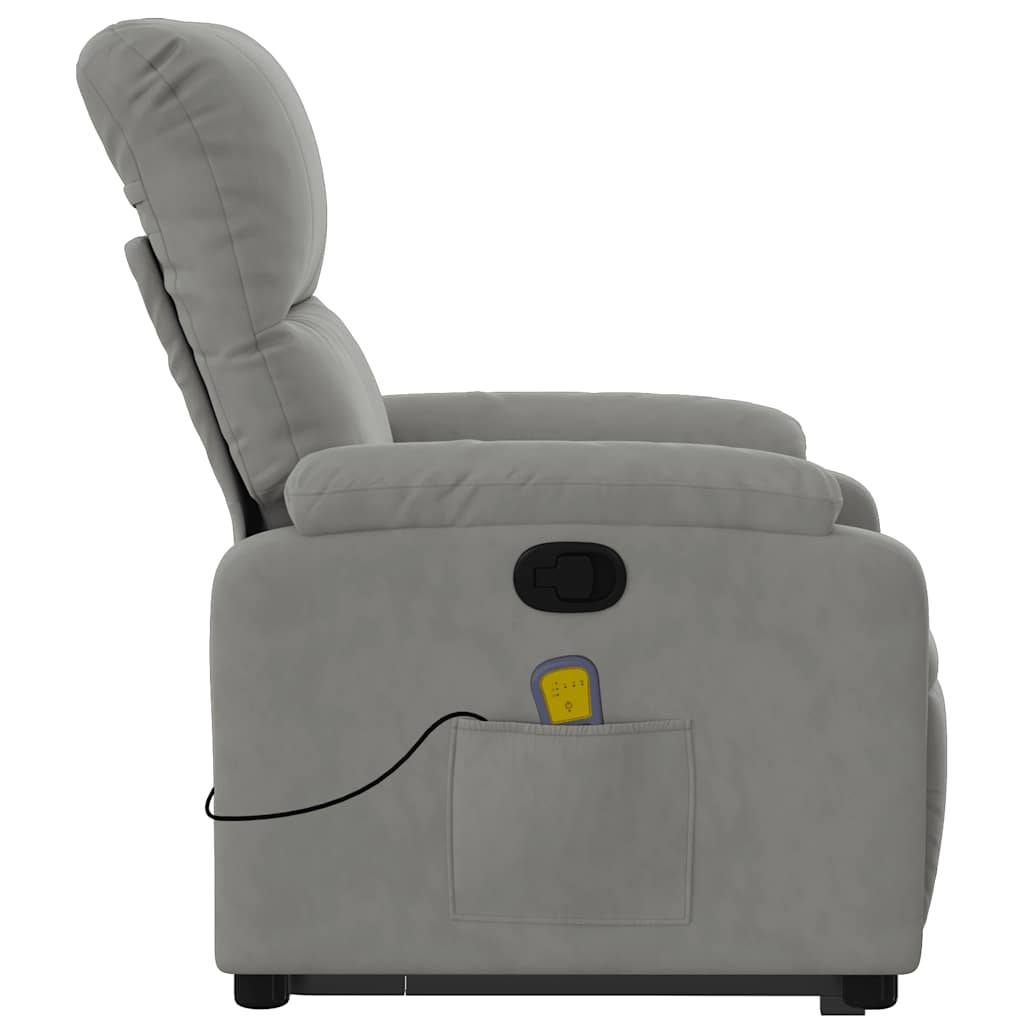 Fauteuil inclinable de massage gris clair tissu microfibre - XIOS
