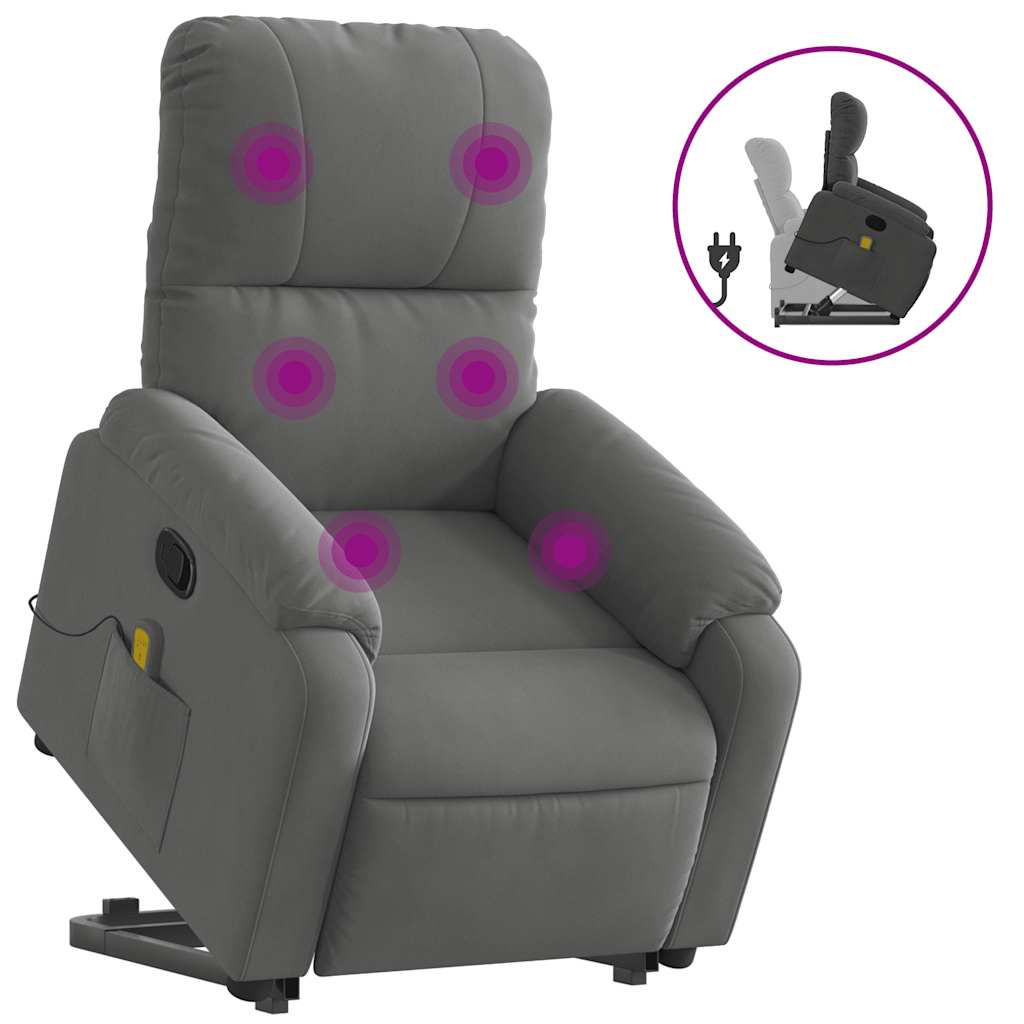 Fauteuil inclinable de massage gris foncé tissu microfibre - XIOS
