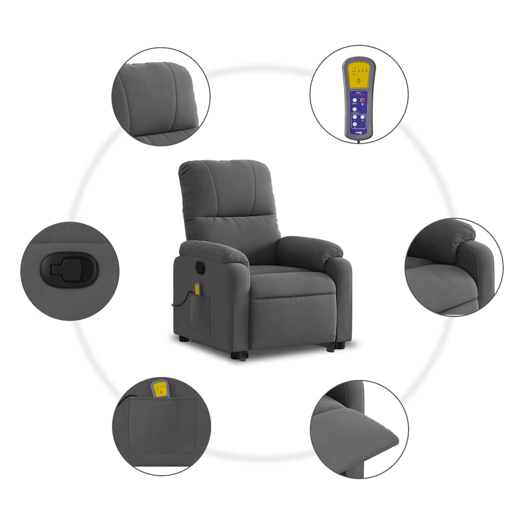 Fauteuil inclinable de massage gris foncé tissu microfibre - XIOS