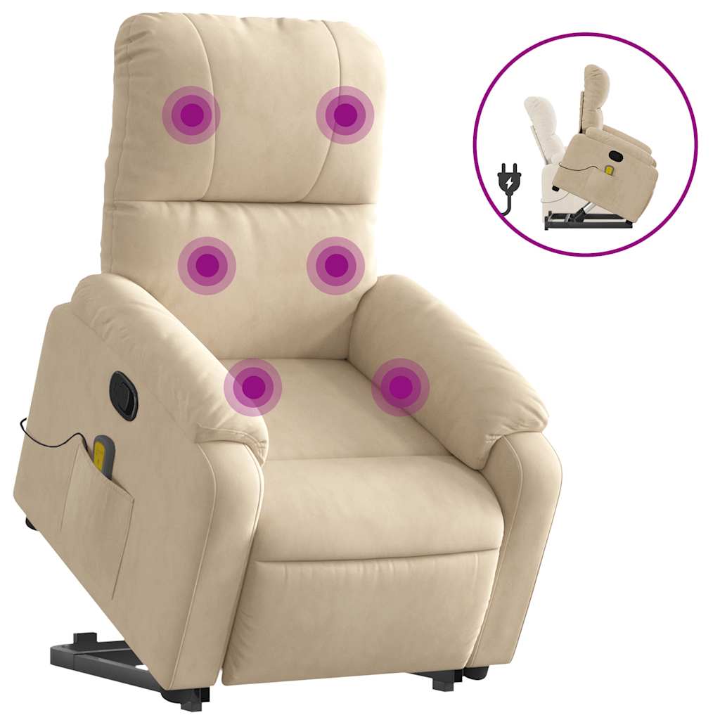 Fauteuil inclinable de massage crème tissu microfibre - XIOS