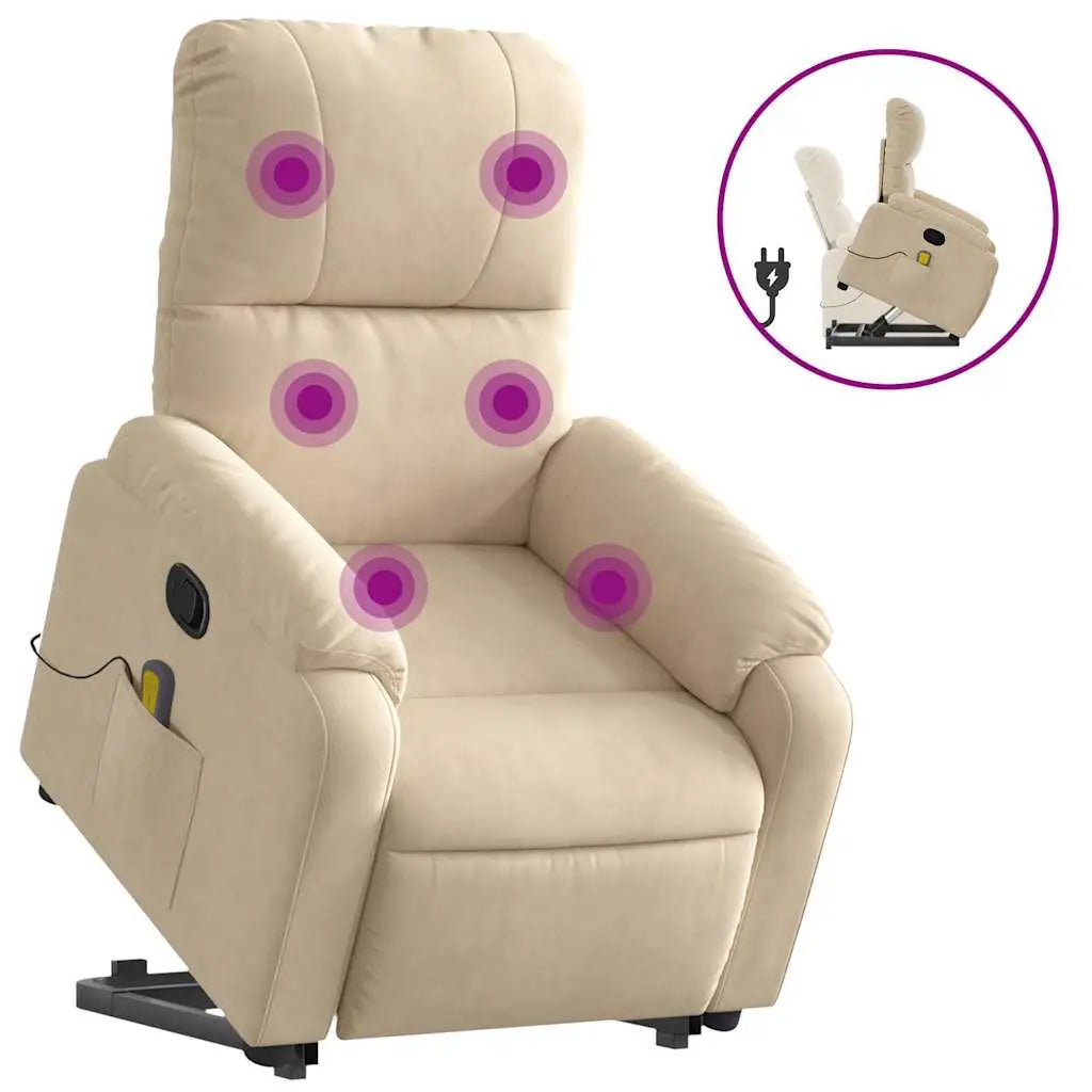 Fauteuil inclinable de massage crème tissu microfibre - XIOS