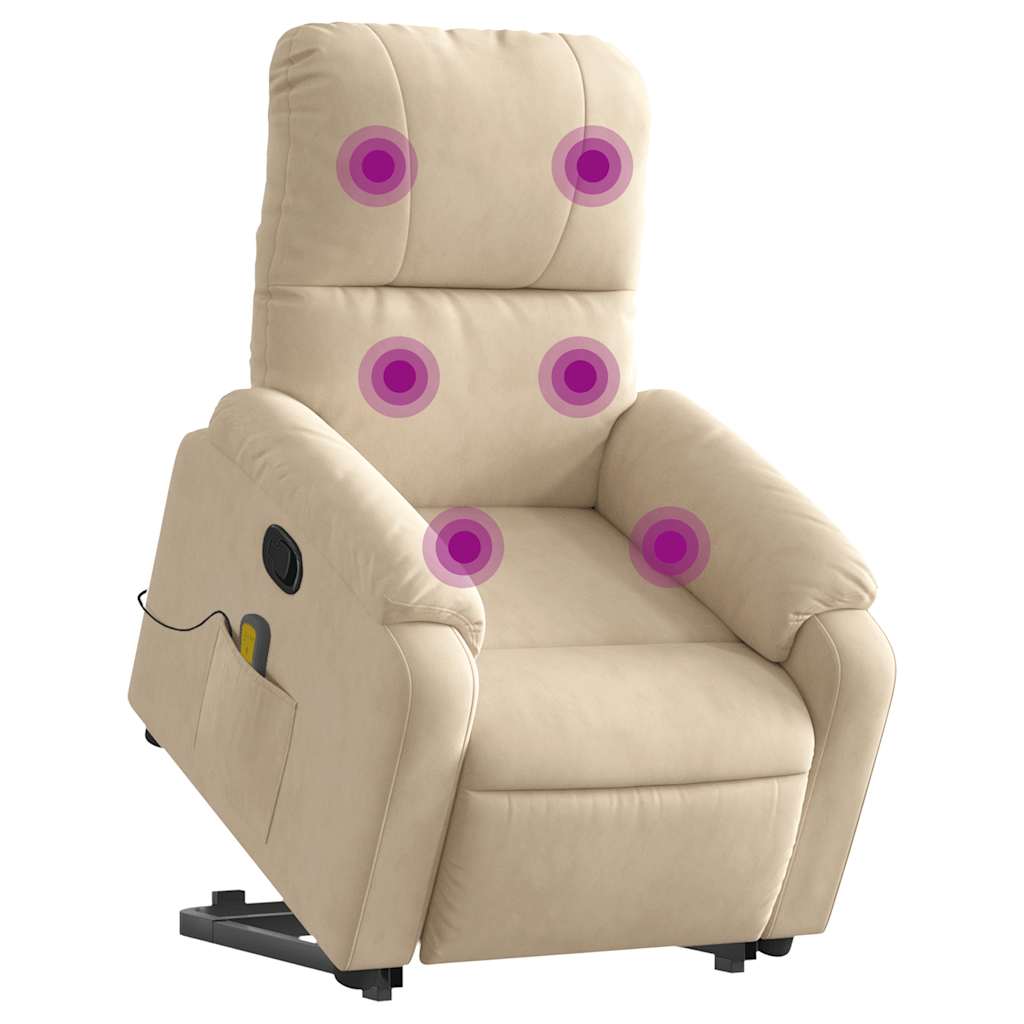 Fauteuil inclinable de massage crème tissu microfibre
