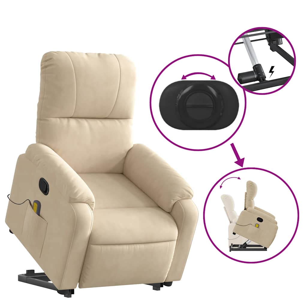 Fauteuil inclinable de massage crème tissu microfibre - XIOS