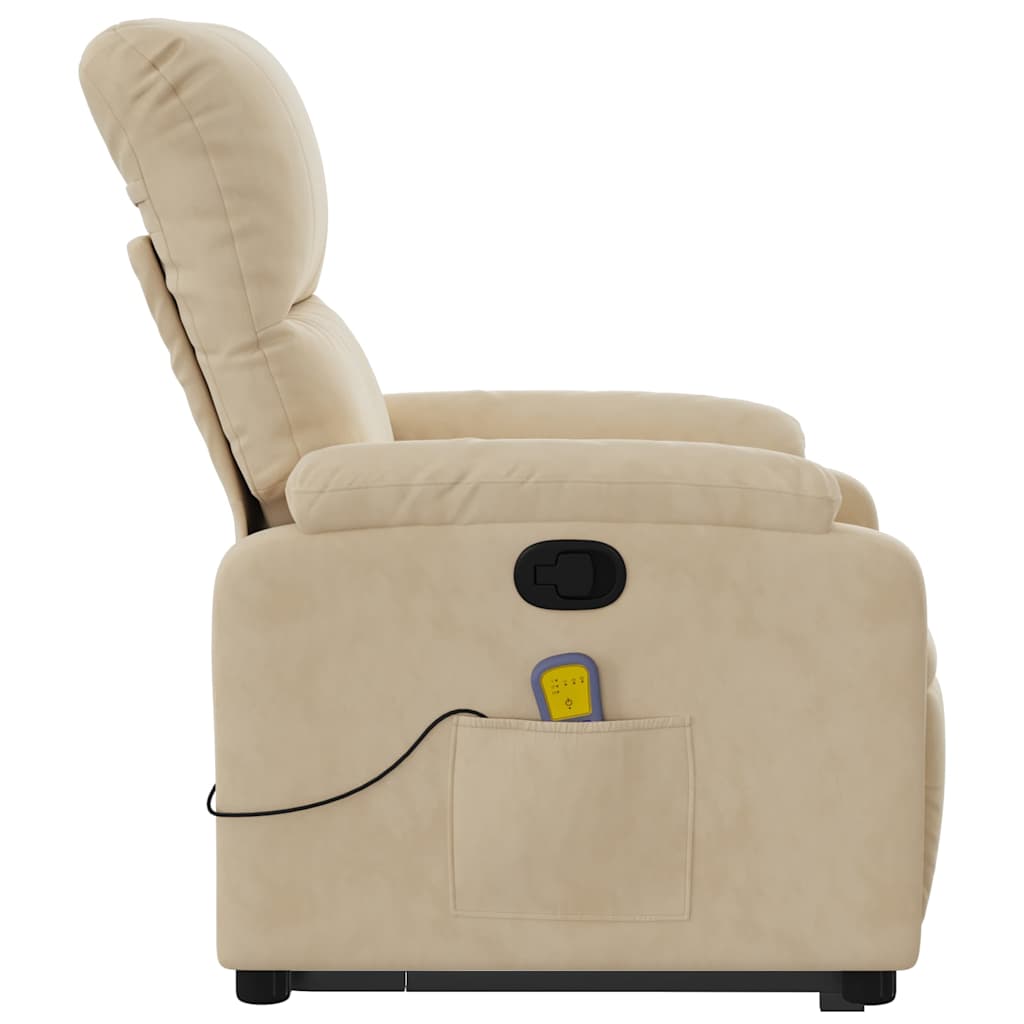 Fauteuil inclinable de massage crème tissu microfibre