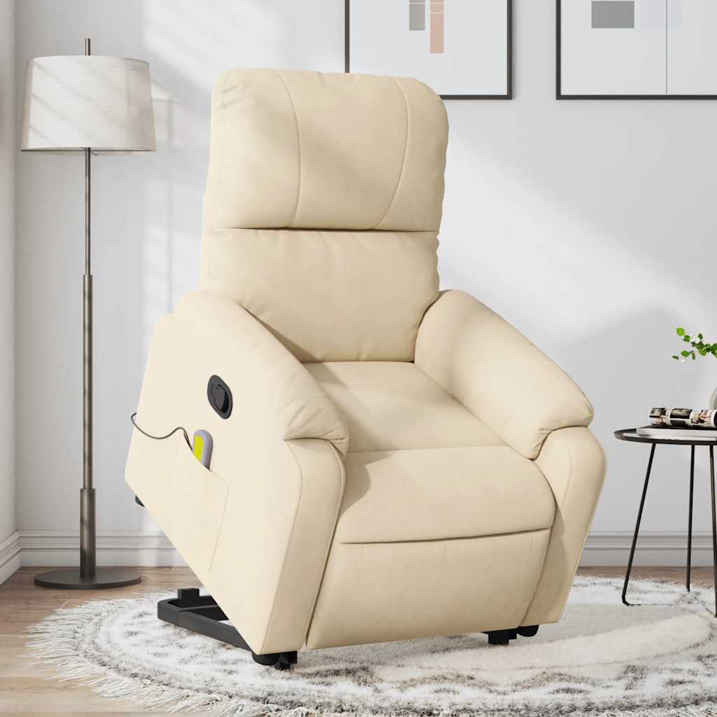 Fauteuil inclinable de massage crème tissu microfibre - XIOS