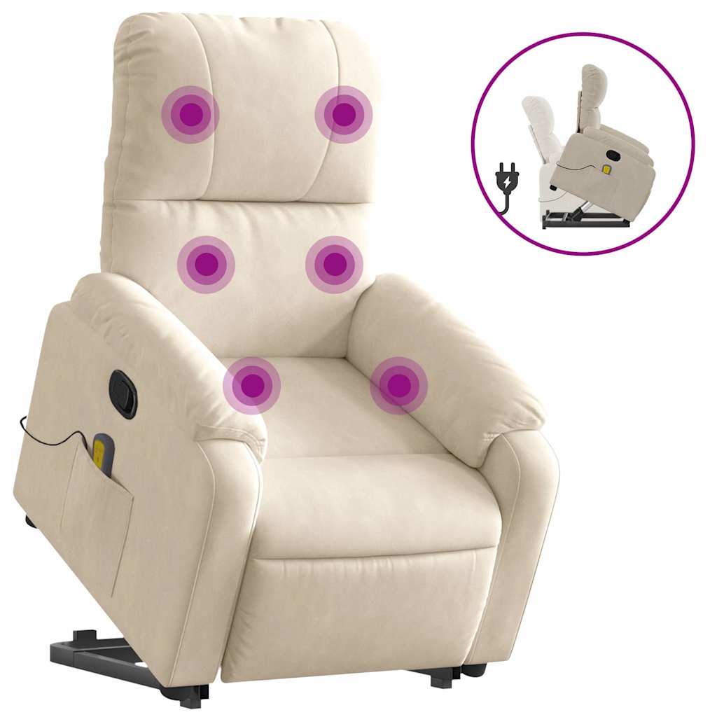 Fauteuil inclinable de massage beige tissu microfibre