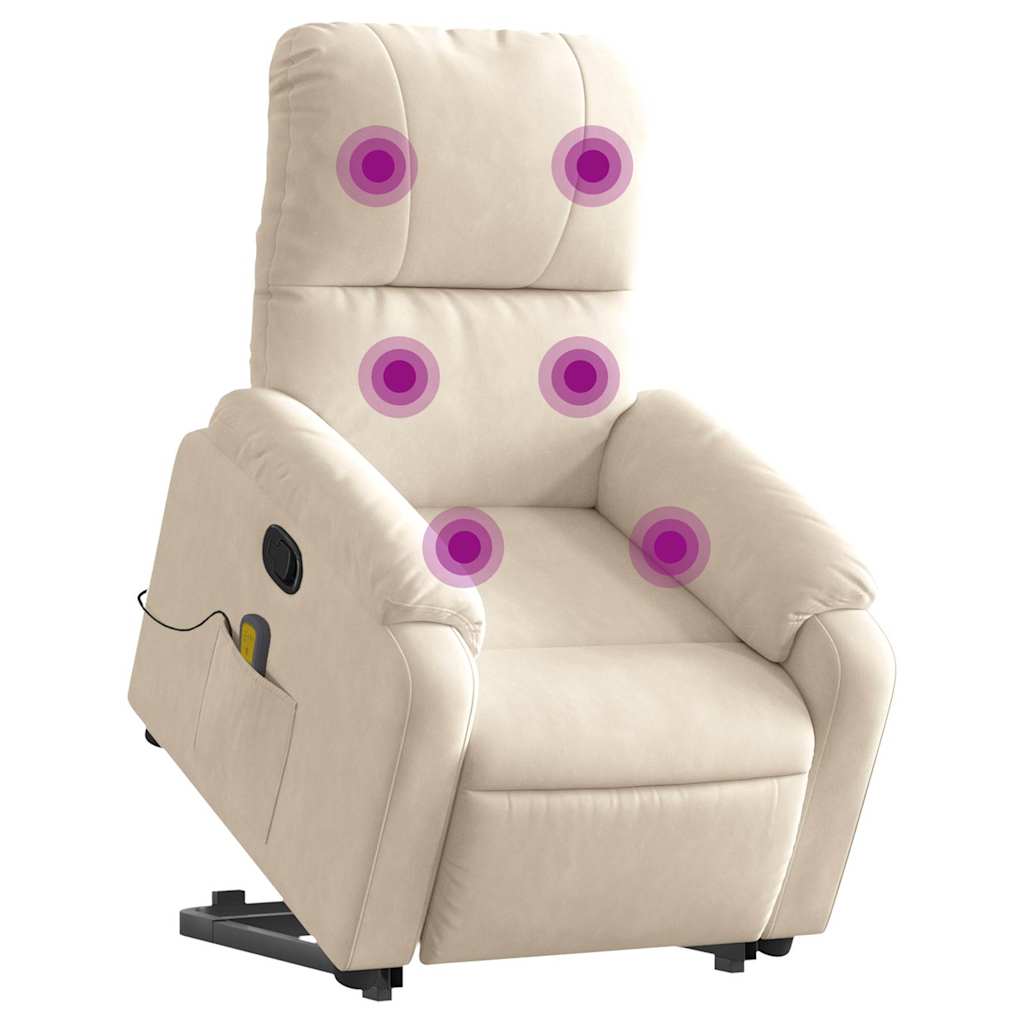 Fauteuil inclinable de massage beige tissu microfibre