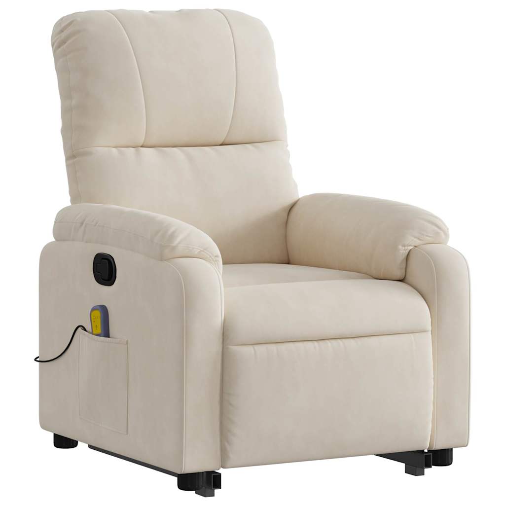 Fauteuil inclinable de massage beige tissu microfibre