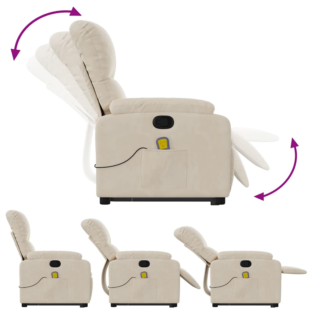 Fauteuil inclinable de massage beige tissu microfibre