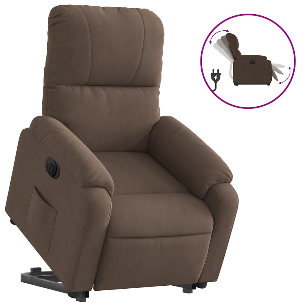 Fauteuil inclinable électrique marron tissu microfibre