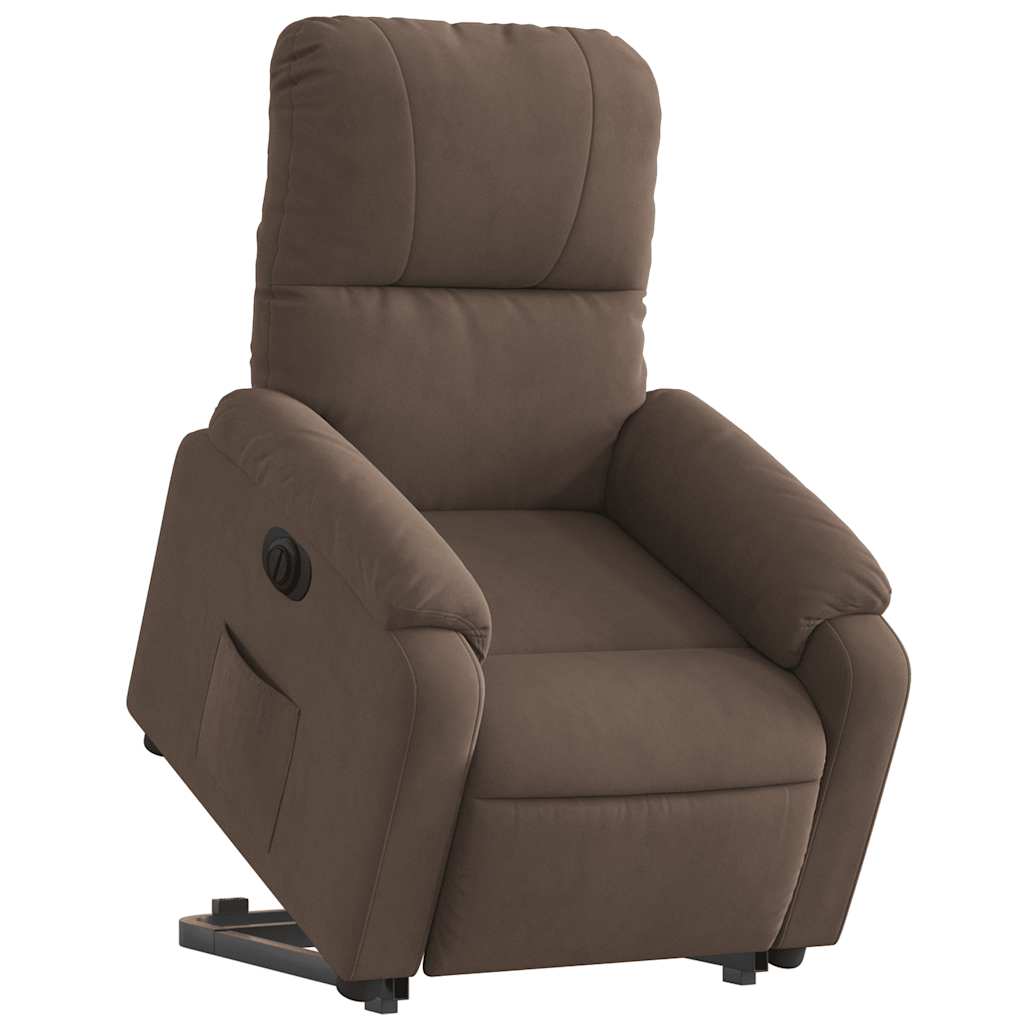 Fauteuil inclinable électrique marron tissu microfibre - XIOS