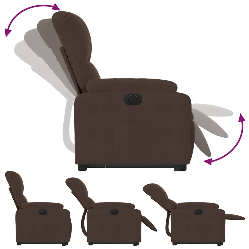 Fauteuil inclinable électrique marron tissu microfibre